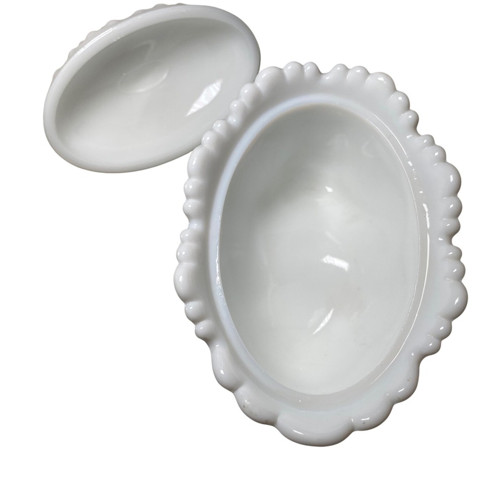 Vintage Fenton White Milk Glass Hobnail Shoe Slipper Covered Trinket Dish Candy - Picture 3 of 7